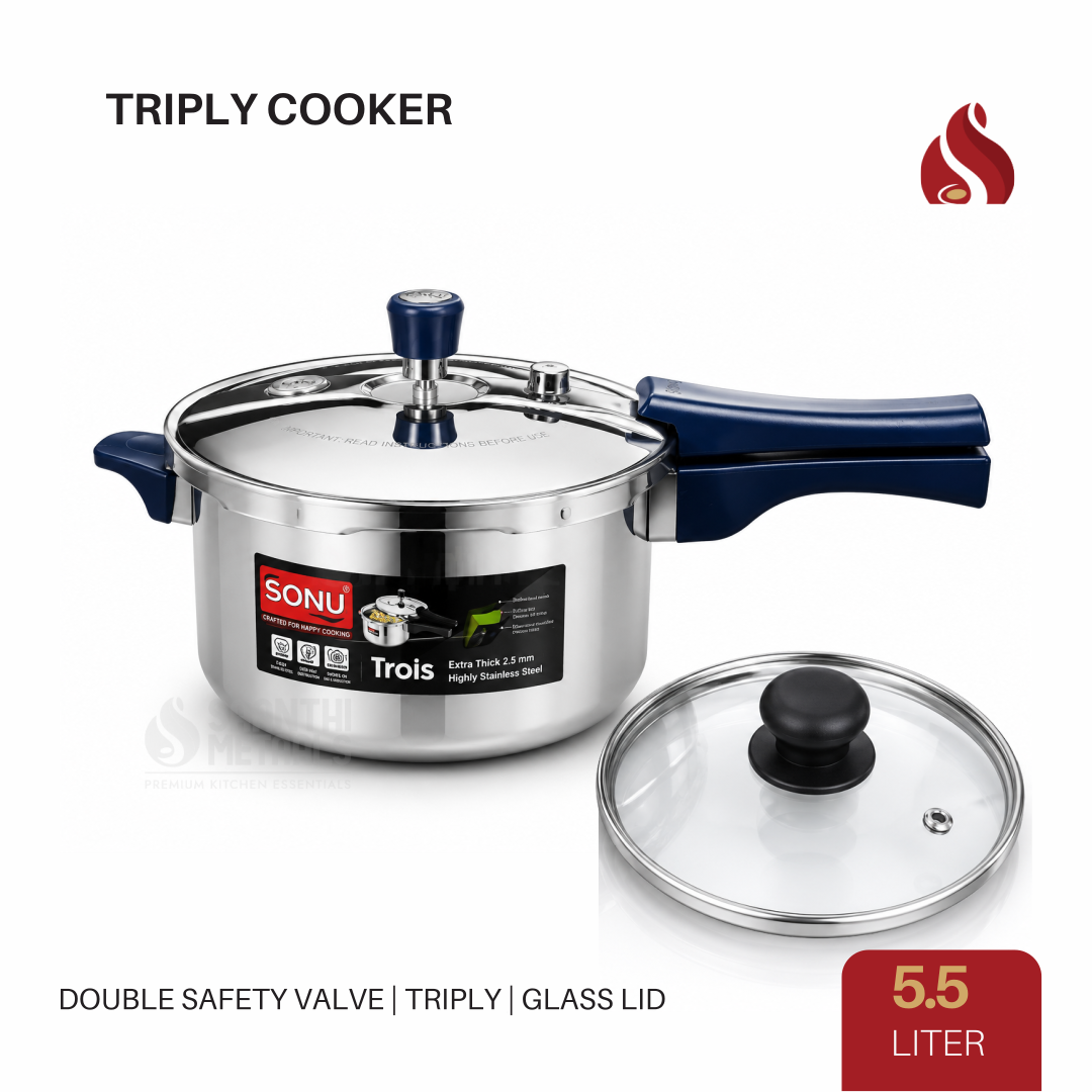 Sonu Triply Double Safety Valve Pressure Cooker