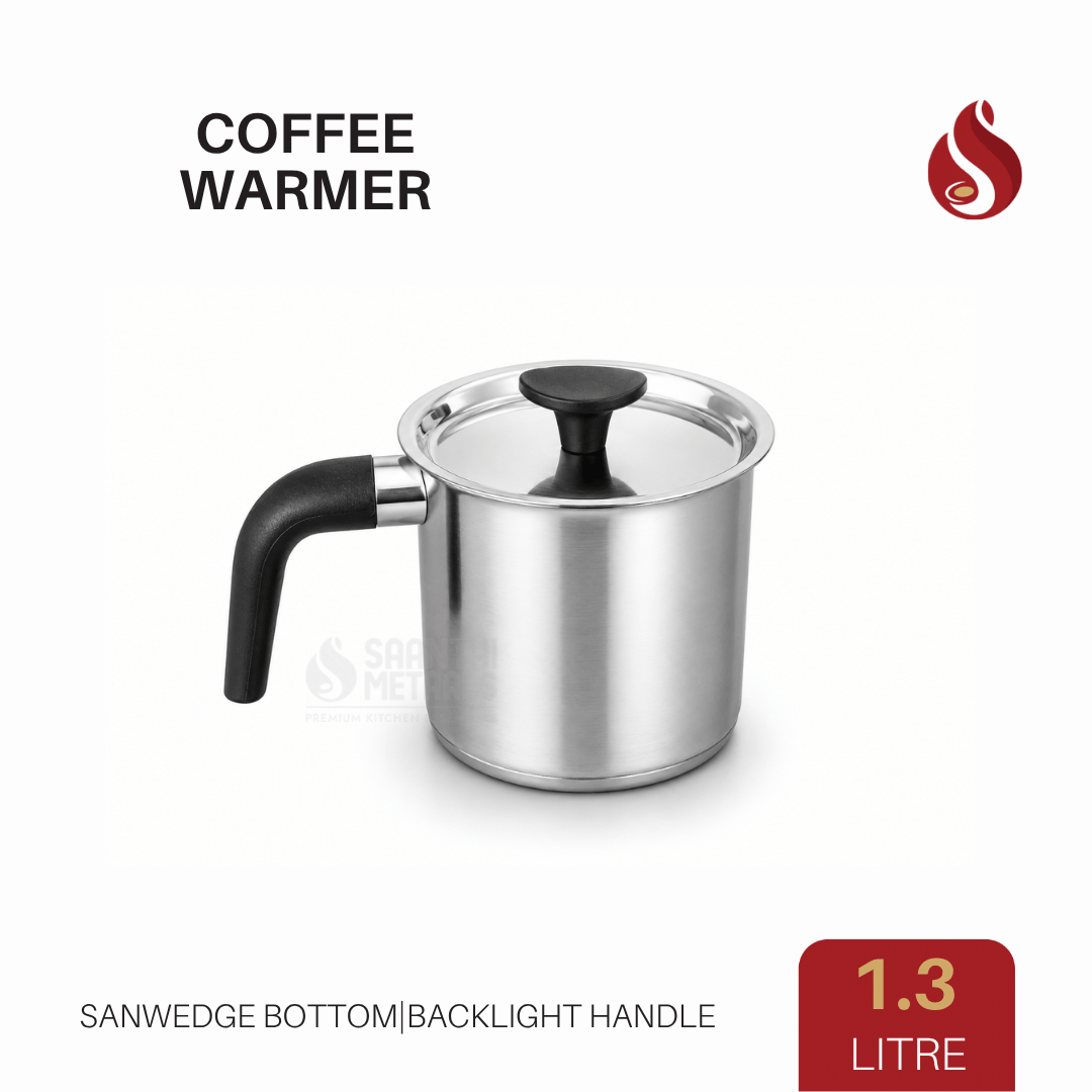 Stainless Steel Tea/Coffee/Milk Warmer with Lid and Bakelite handle | Heat-Resistant Handle | Anti-Scald Milk Effortless to Clean | Saucepan for Breakfast Making
