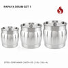 Papaya Stainless Steel Drum Set with Lid (3-Piece)