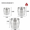 Papaya Stainless Steel Drum Set with Lid (3-Piece)