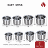 Stainless Steel Baby Tope - 8 pcs Combo set / Storage Containers for Kitchen | Fridge Safe storage container – 8 Pcs Combo Set