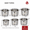 Stainless Steel Laser Printer Baby Tope - 6 pcs Combo set / Storage Containers for Kitchen | Fridge Safe storage container (Capacity - 50ml to 1L)