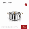 Premium Stainless Steel Sandwich Bottom Biryani Pot with Inner Lid – PVD Gold Finish Handles | 6L, 9L & 14L
