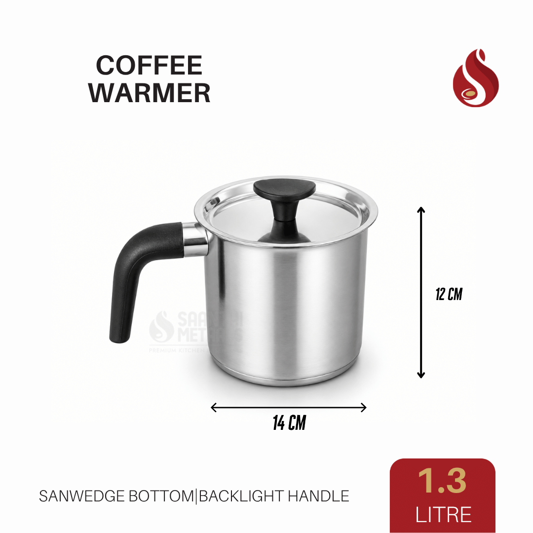 Stainless Steel Tea/Coffee/Milk Warmer with Lid and Bakelite handle | Heat-Resistant Handle | Anti-Scald Milk Effortless to Clean | Saucepan for Breakfast Making