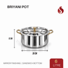 Premium Stainless Steel Sandwich Bottom Biryani Pot with Inner Lid – PVD Gold Finish Handles | 6L, 9L & 14L