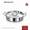 Praylady Triply Flat Pot Shape Biryani Pot with Lid & Handle | Triply Biryani Handi | Dum Biryani Cooking Pot