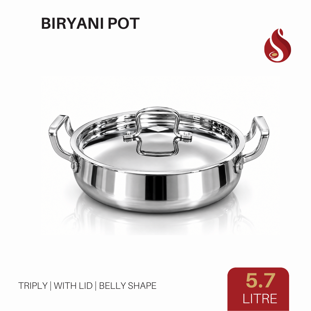 Praylady Triply Handi Shape Biryani Pot with Lid & Handle | Triply Biryani Handi | Dum Biryani Cooking Pot