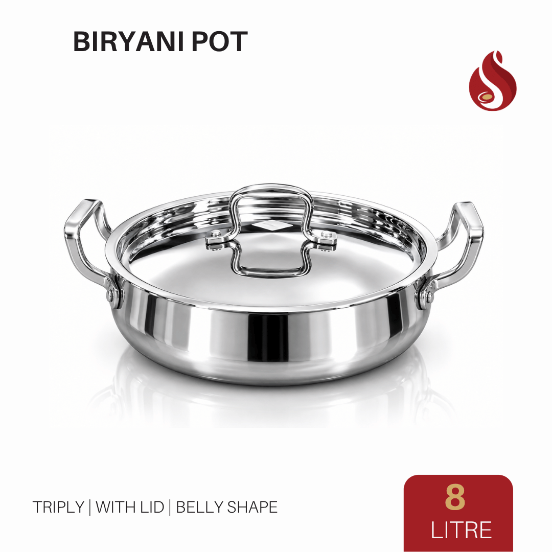 Praylady Triply Handi Shape Biryani Pot with Lid & Handle | Triply Biryani Handi | Dum Biryani Cooking Pot