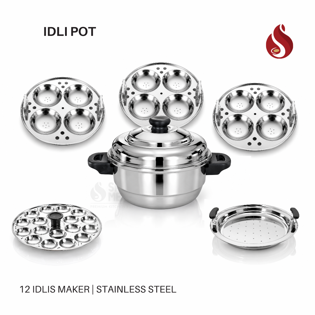 Stainless Steel Multi-Use Idli Pot Set | Multi Idli Kadai set | Multipurpose Idli, Dhokla Maker and Steamer