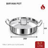 Praylady Triply Flat Pot Shape Biryani Pot with Lid & Handle | Triply Biryani Handi | Dum Biryani Cooking Pot