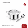 Triply Stainless Steel Biryani Pot with Lid & Ladle | Biryani Handi | Patila Handi, Even Heat Distribution, Healthy Cooking - Induction and Gas Stove Ready