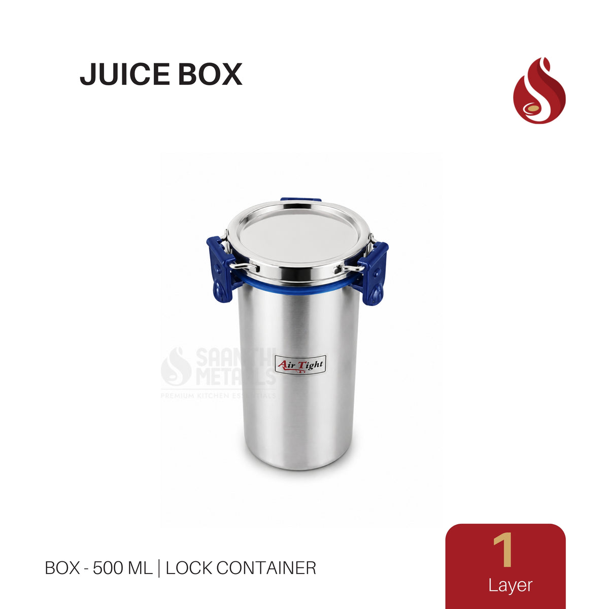 AirTight Stainless Steel Juice Tumbler with Lid (Blue)