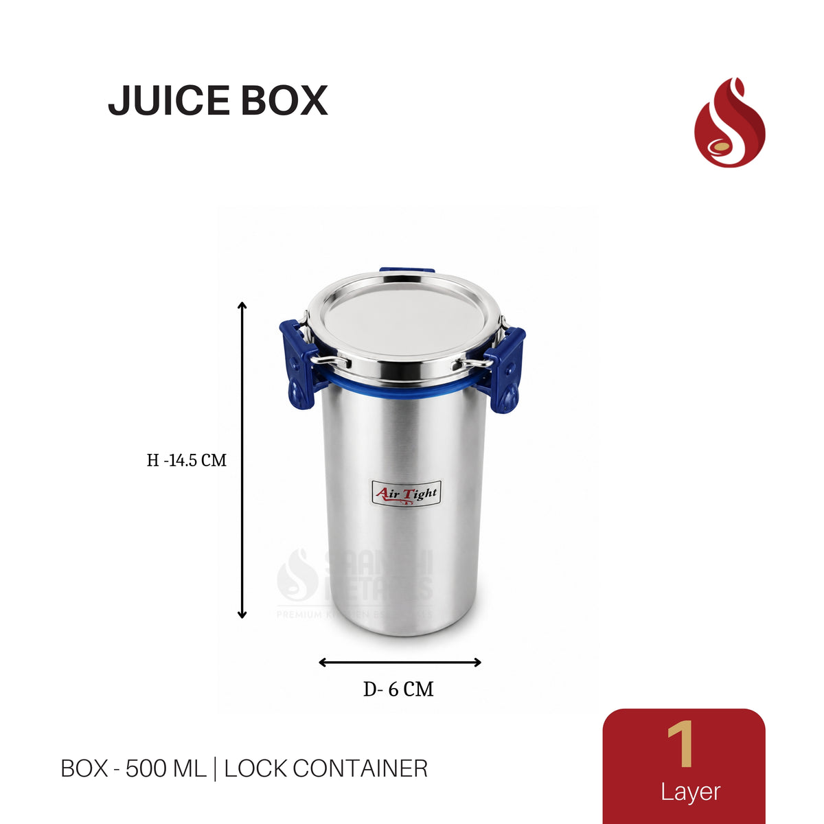 AirTight Stainless Steel Juice Tumbler with Lid (Blue)