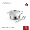 Jalebi Kadai with Lid & Ladle | Triply Stainless Steel Jalebi Pan | Flat Base Kadhai, Heavy Bottom, Less Oil Cooking, Ideal for Jalebi, Malpua, Ghewar & Biryani, Induction & Gas Compatible
