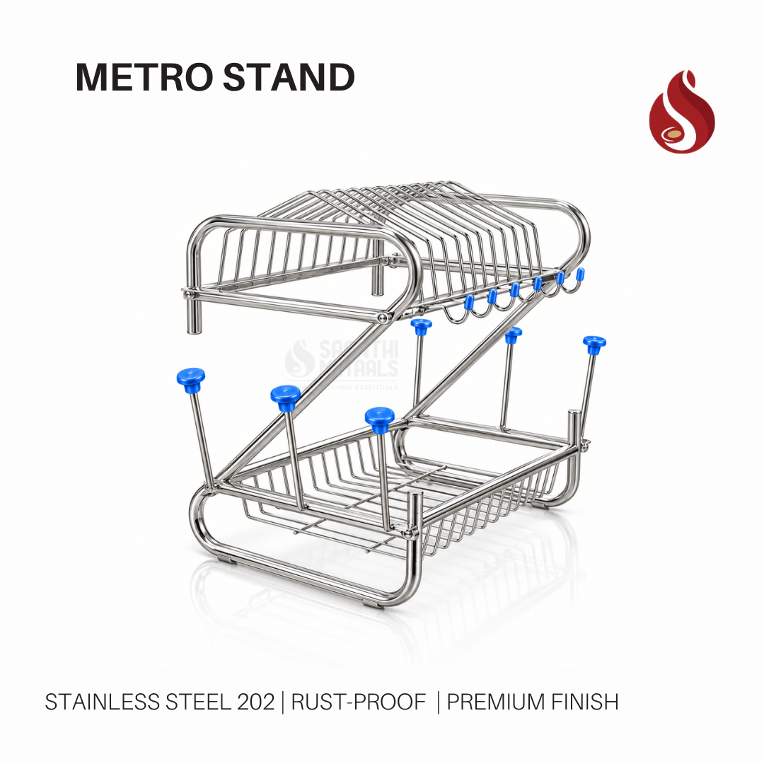 Stainless Steel 2 Tier Dish Rack for Kitchen | Utensils Stand for Kitchen | Utensils Drying Rack Organizer for Kitchen