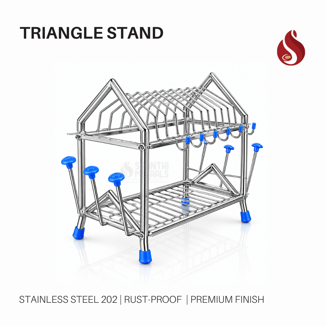 Stainless Steel 2 Tier Dish Rack for Kitchen | Utensils Stand for Kitchen | Utensils Drying Rack Organizer for Kitchen