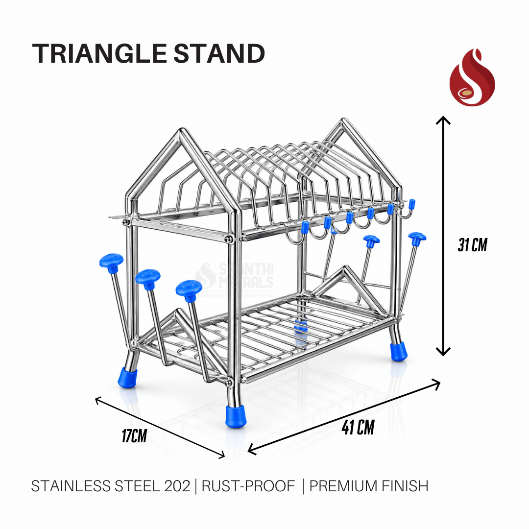 Stainless Steel 2 Tier Dish Rack for Kitchen | Utensils Stand for Kitchen | Utensils Drying Rack Organizer for Kitchen