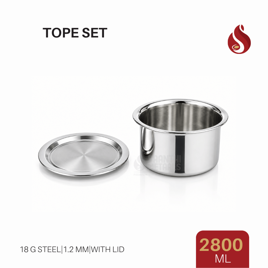 Thick-Ply Stainless Steel Tope with Inner Lid | Storage Bowl with Lid | Flat Bottom | 1000ML, 1500ML, 1900 ML, 2400ML, 2800ML, 3700ML, 4300ML, 5200ML, 6100ML