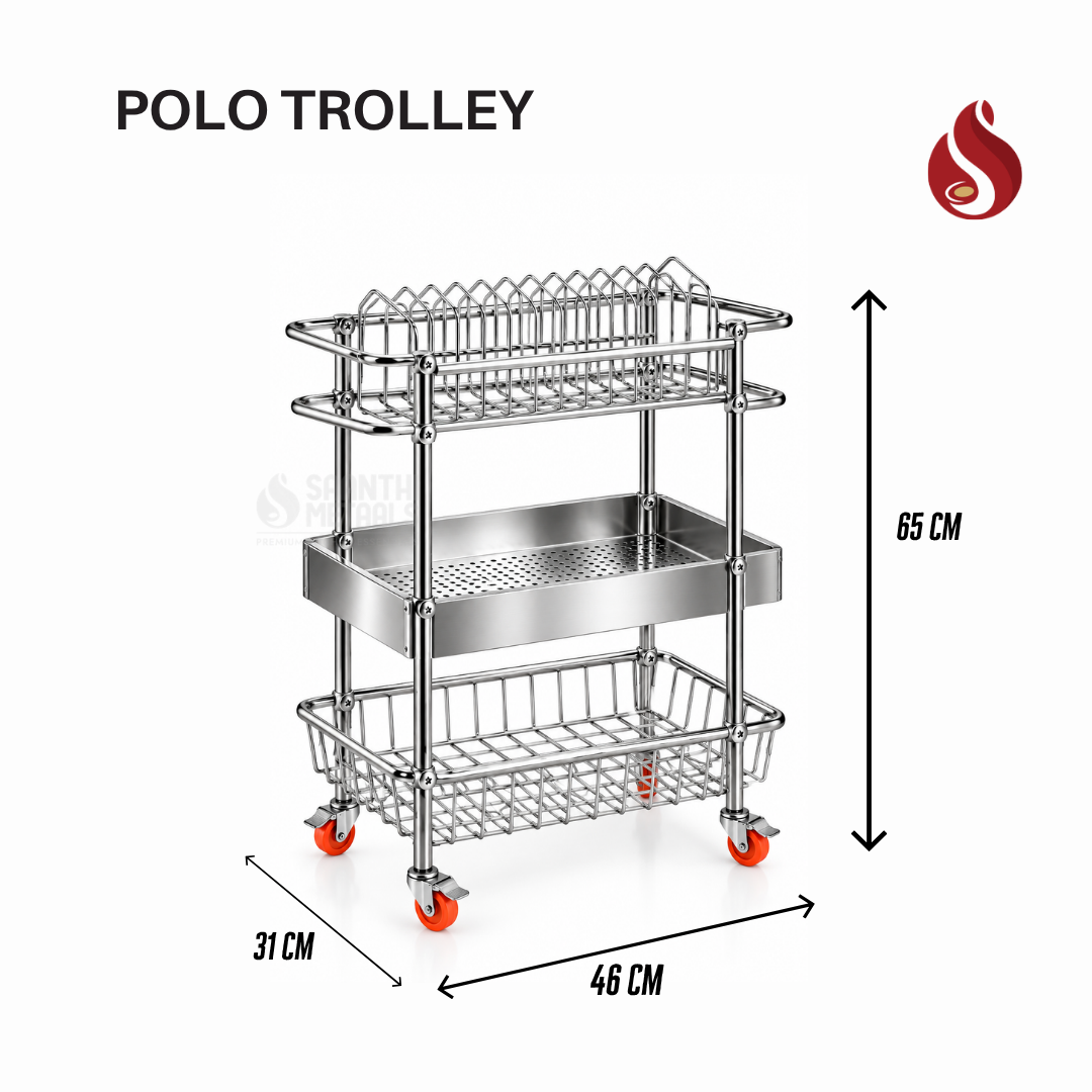 Premium Stainless Steel 3-Tier Drying Trolley