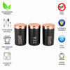 Stainless Steel Coffee, Tea & Sugar Containers Set with Copper-Finish Lid – Set of 3 | Sugar Tea Coffee Jars for Kitchen Set of 3