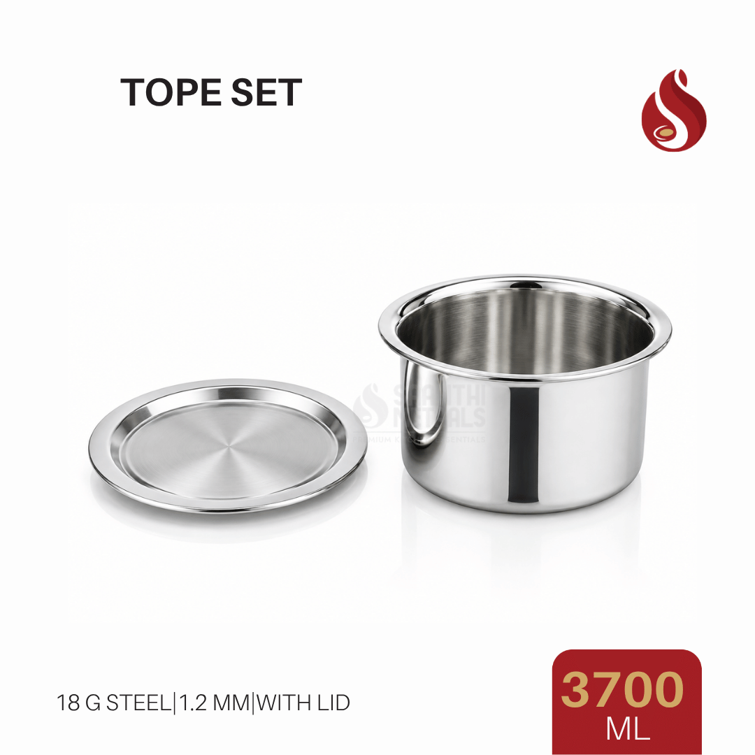 Thick-Ply Stainless Steel Tope with Inner Lid | Storage Bowl with Lid | Flat Bottom | 1000ML, 1500ML, 1900 ML, 2400ML, 2800ML, 3700ML, 4300ML, 5200ML, 6100ML