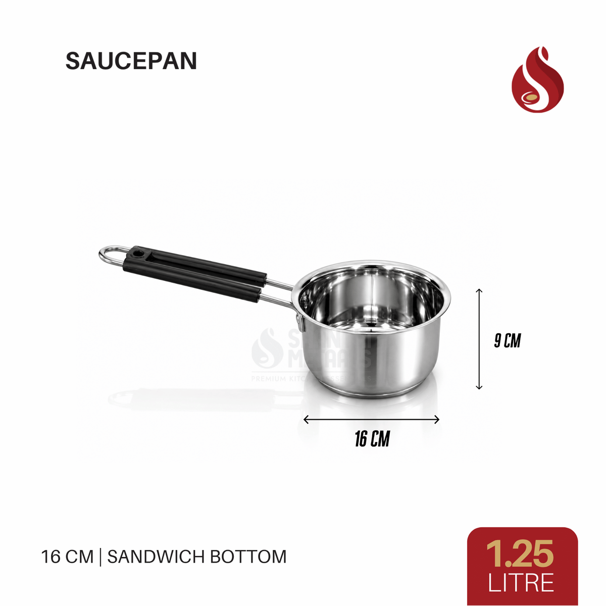 Triply Stainless Steel Saucepan with Sandwich Bottom