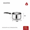 Stainless Steel Saucepan with Lid - 1L, 1.5L, 2L, 2.5L