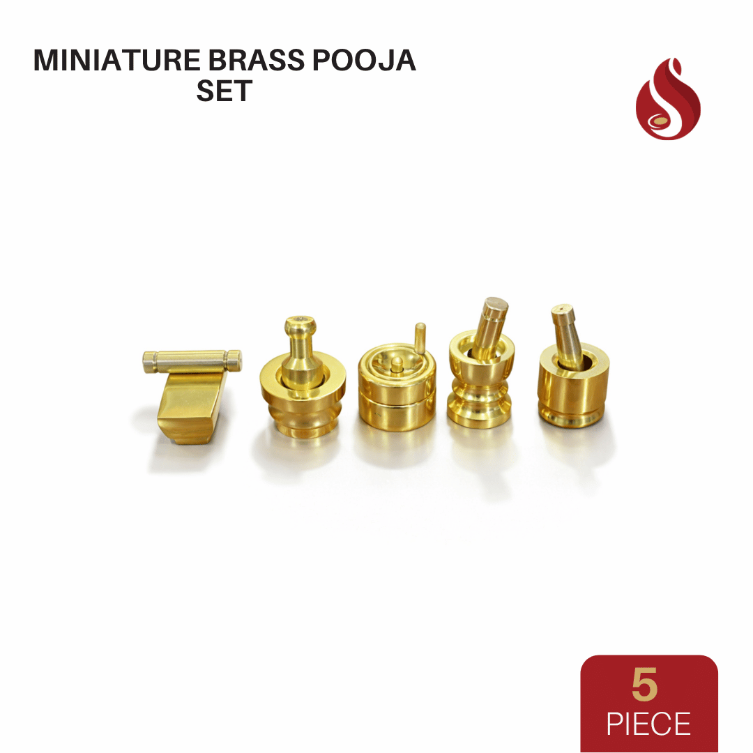 Miniature Brass Pooja Set (5-Piece)