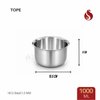 Thick ply Stainless Steel Flat Bottom Tope – 18 Gauge Heavy Steel, 1.2 mm Thickness | Serving Dish | 600ML, 1000ML, 1300ML, 1700ML, 2400ML & 2900ML