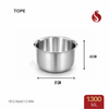 Thick ply Stainless Steel Flat Bottom Tope – 18 Gauge Heavy Steel, 1.2 mm Thickness | Serving Dish | 600ML, 1000ML, 1300ML, 1700ML, 2400ML & 2900ML