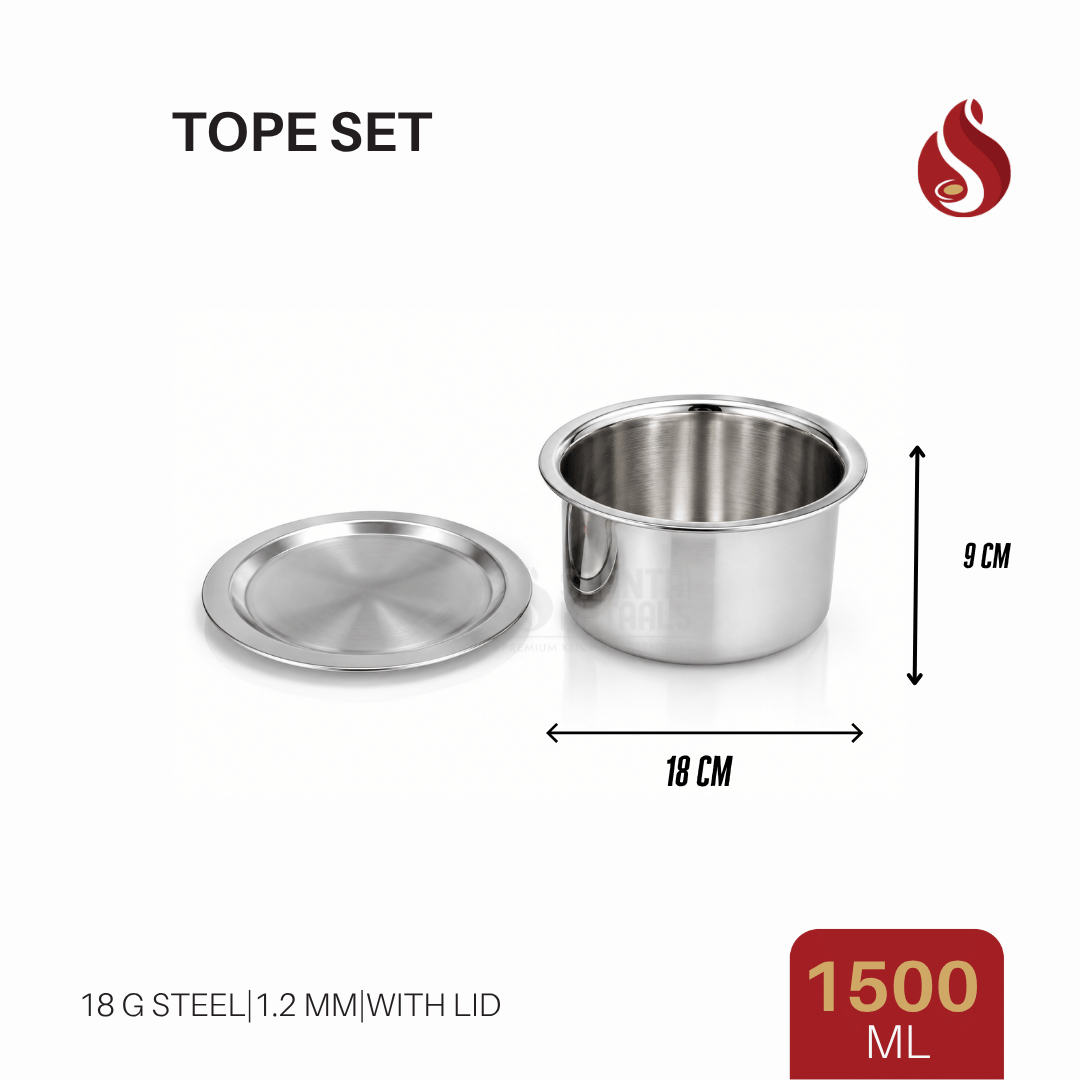 Thick-Ply Stainless Steel Tope with Inner Lid | Storage Bowl with Lid | Flat Bottom | 1000ML, 1500ML, 1900 ML, 2400ML, 2800ML, 3700ML, 4300ML, 5200ML, 6100ML