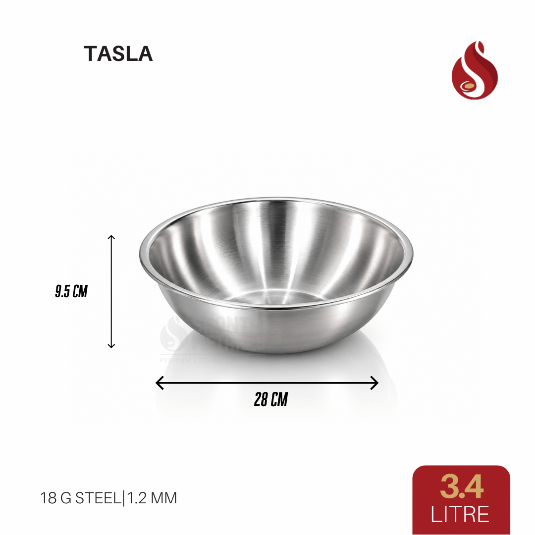 Thick-Ply Stainless Steel Tasla | Flat Bottom | Multiuse Tasla | 1.2L, 1.7L, 2.1L, 2.7L, 3.4L, 4.5L