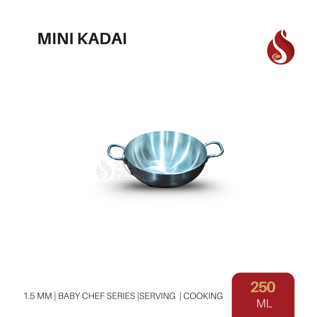 Stainless Steel Mini Kadai (1.5 mm) – 250 ml / 450 ml / 650 ml / 900 ml