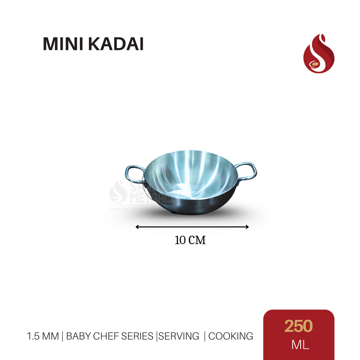 Stainless Steel Mini Kadai (1.5 mm) – 250 ml / 450 ml / 650 ml / 900 ml