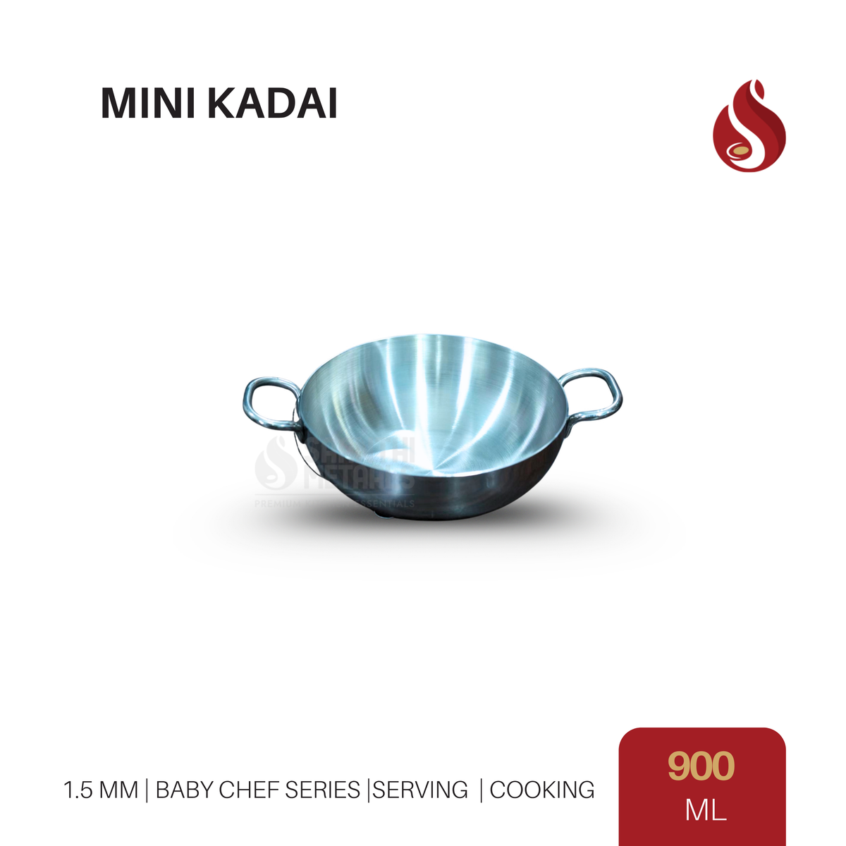 Stainless Steel Mini Kadai (1.5 mm) – 250 ml / 450 ml / 650 ml / 900 ml