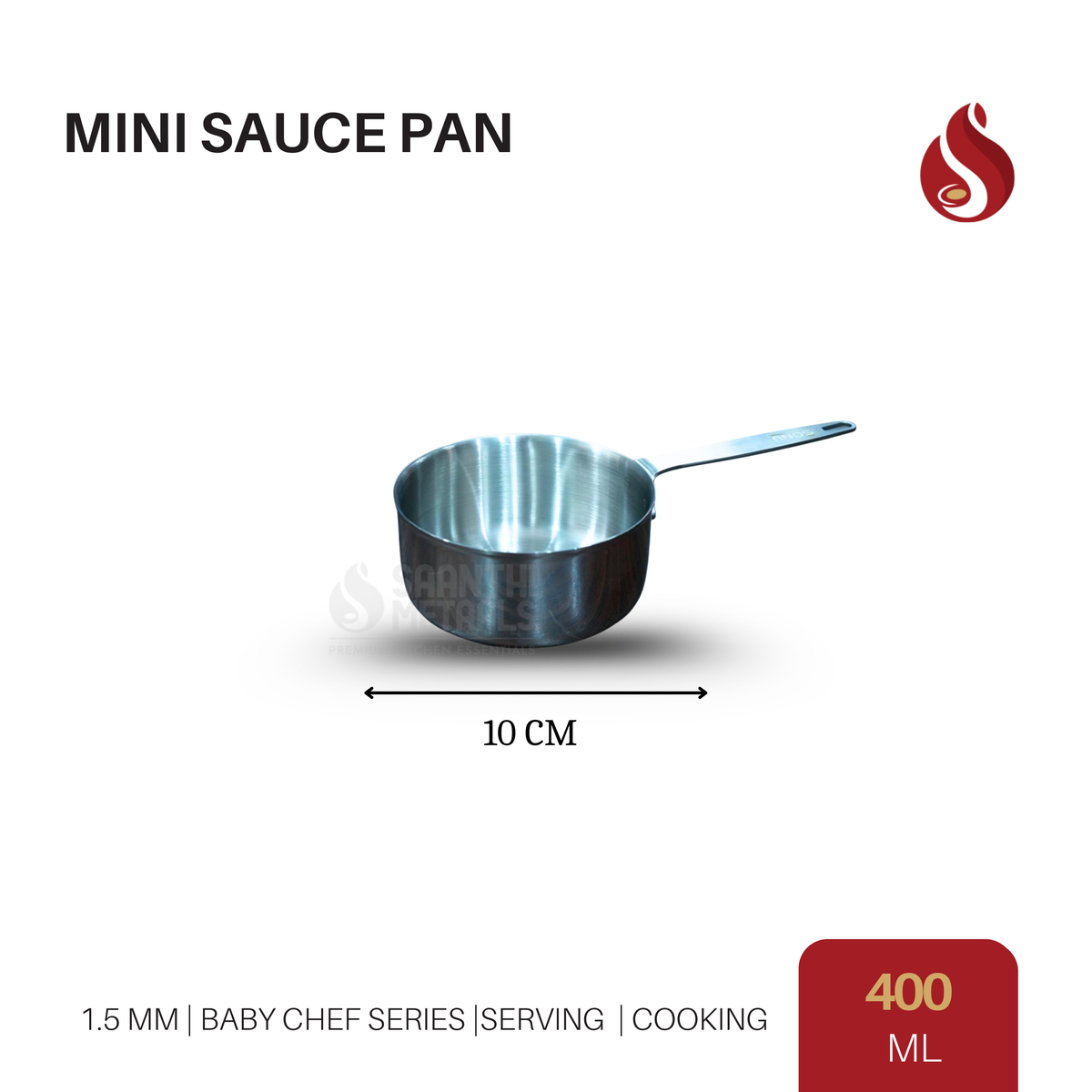 Stainless Steel Mini Sauce Pan (1.5 mm) – Baby Chef Series 400 ml (10 cm) / 640 ml (12 cm)