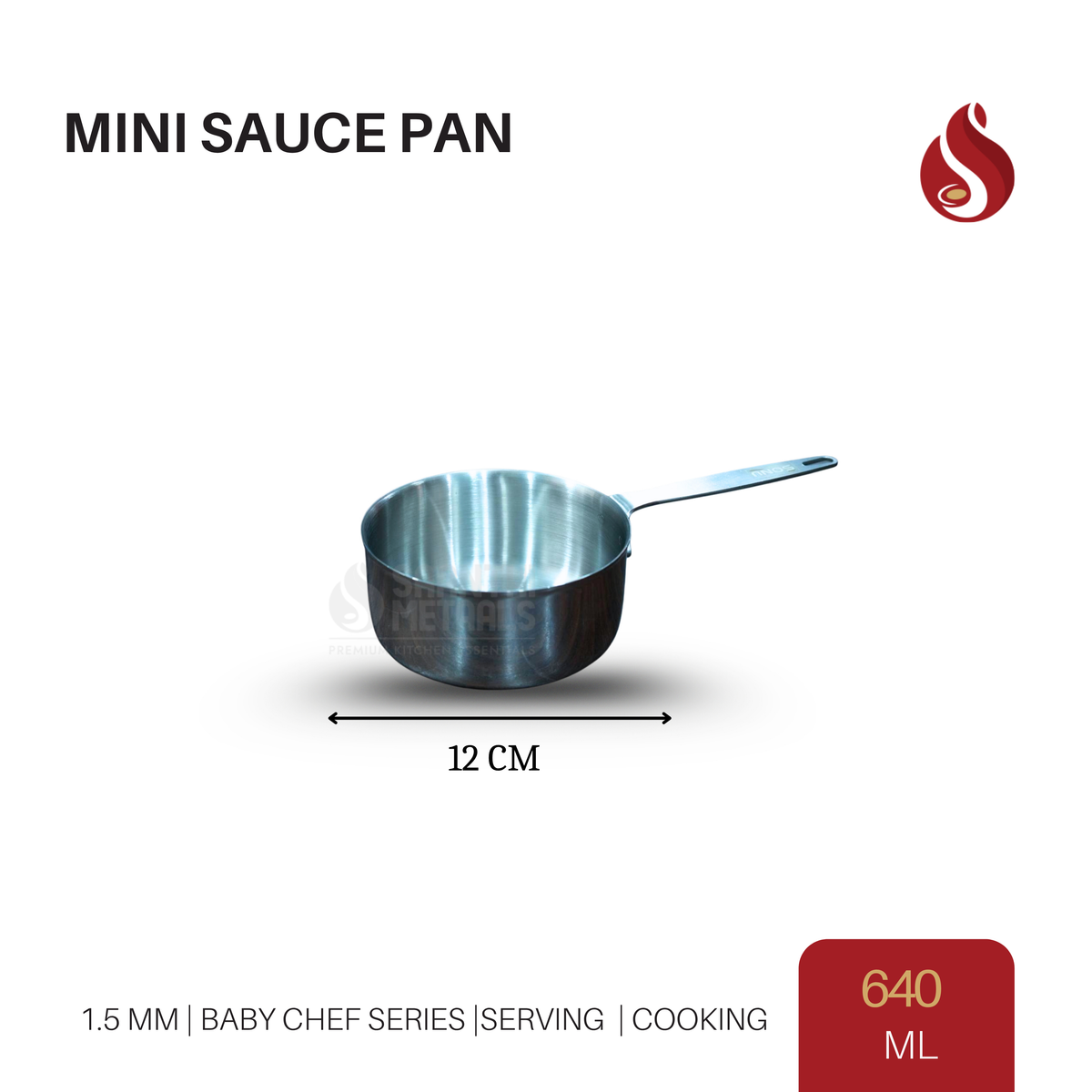 Stainless Steel Mini Sauce Pan (1.5 mm) – Baby Chef Series 400 ml (10 cm) / 640 ml (12 cm)