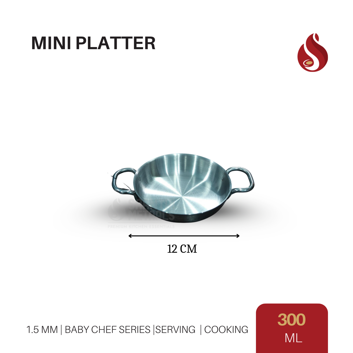 Stainless Steel Mini Platter (1.5 mm) – Baby Chef Series (300 ml / 400 ml)