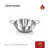 Triply Stainless Steel Deep Kadai with Lid (24 CM / 26 CM)