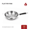 Stainless Steel Flat Fry Pan with Bakelite handle – Flat Bottom, 18G Heavy Steel | 20CM, 22CM, 24CM, 26CM