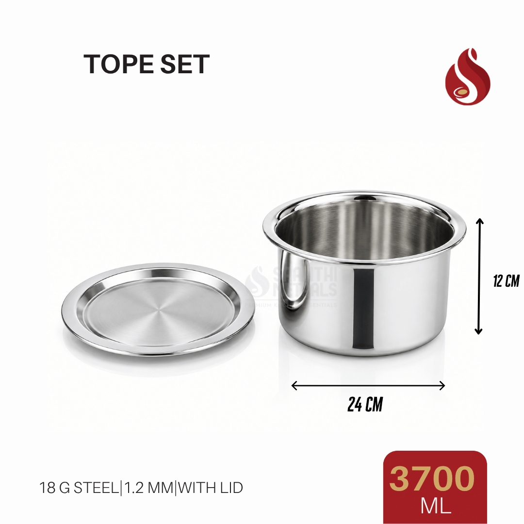 Thick-Ply Stainless Steel Tope with Inner Lid | Storage Bowl with Lid | Flat Bottom | 1000ML, 1500ML, 1900 ML, 2400ML, 2800ML, 3700ML, 4300ML, 5200ML, 6100ML