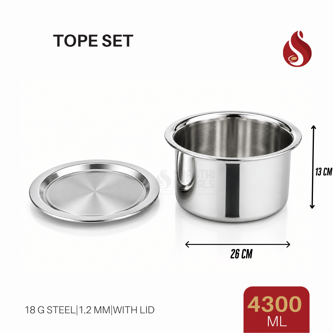 Thick-Ply Stainless Steel Tope with Inner Lid | Storage Bowl with Lid | Flat Bottom | 1000ML, 1500ML, 1900 ML, 2400ML, 2800ML, 3700ML, 4300ML, 5200ML, 6100ML