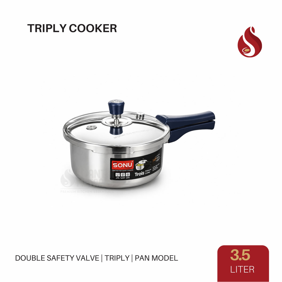 Sonu Triply Double Safety Valve Pressure Cooker & Pressure Pan
