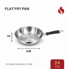 Stainless Steel Flat Fry Pan with Bakelite handle – Flat Bottom, 18G Heavy Steel | 20CM, 22CM, 24CM, 26CM