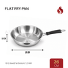 Stainless Steel Flat Fry Pan with Bakelite handle – Flat Bottom, 18G Heavy Steel | 20CM, 22CM, 24CM, 26CM