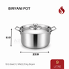 Thick ply Stainless Steel Biryani Pot with Lid | Biriyani Handi | Casserole Pot | 7L, 9L, 10L & 11L