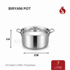 Thick ply Stainless Steel Biryani Pot with Lid | Biriyani Handi | Casserole Pot | 7L, 9L, 10L & 11L