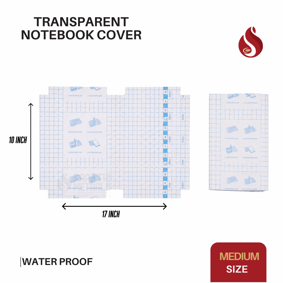Transparent Notebook Wrapper with Label (Self-Adhesive Book Cover) – 30 Sheet Bundle Pack