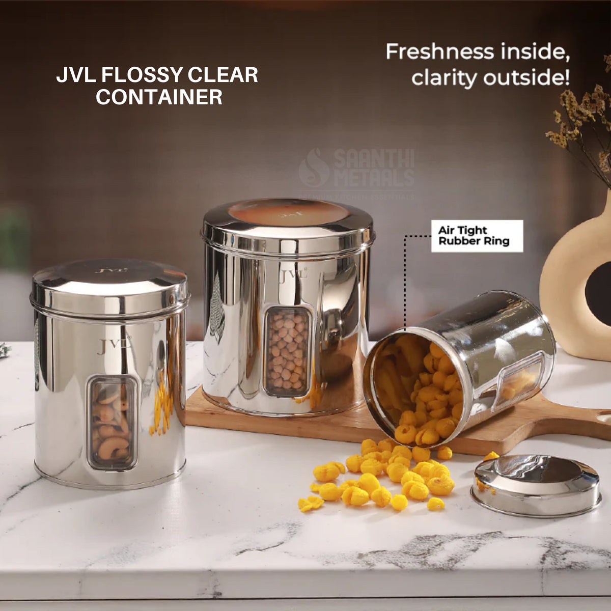 JVL Trendy Window Container Storage Boxes With Transparent Window | For Dry Storage