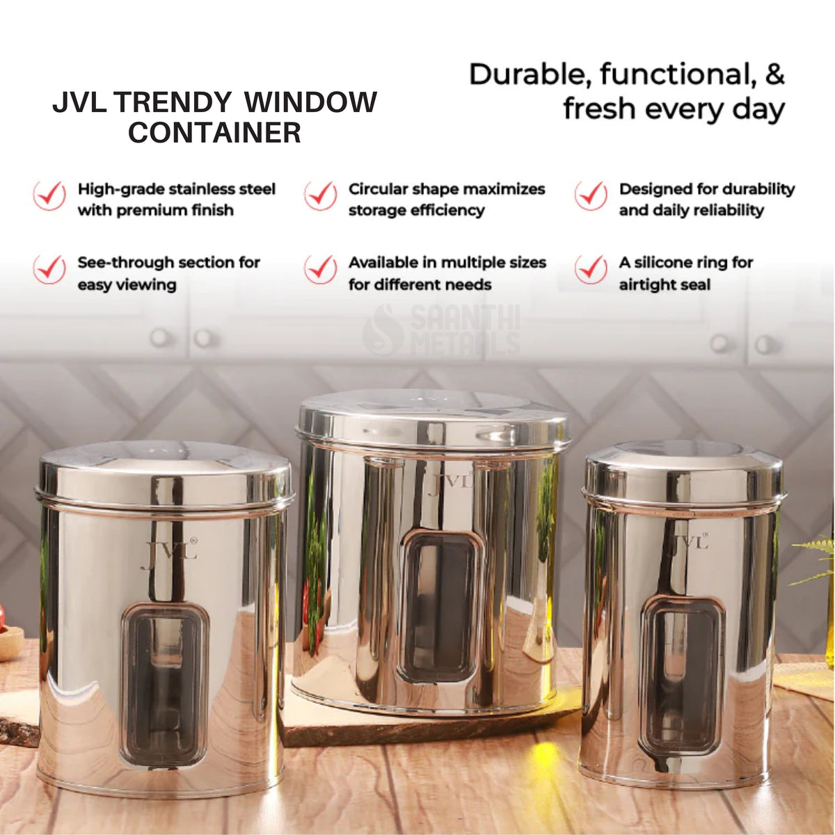 JVL Trendy Window Container Storage Boxes With Transparent Window | For Dry Storage